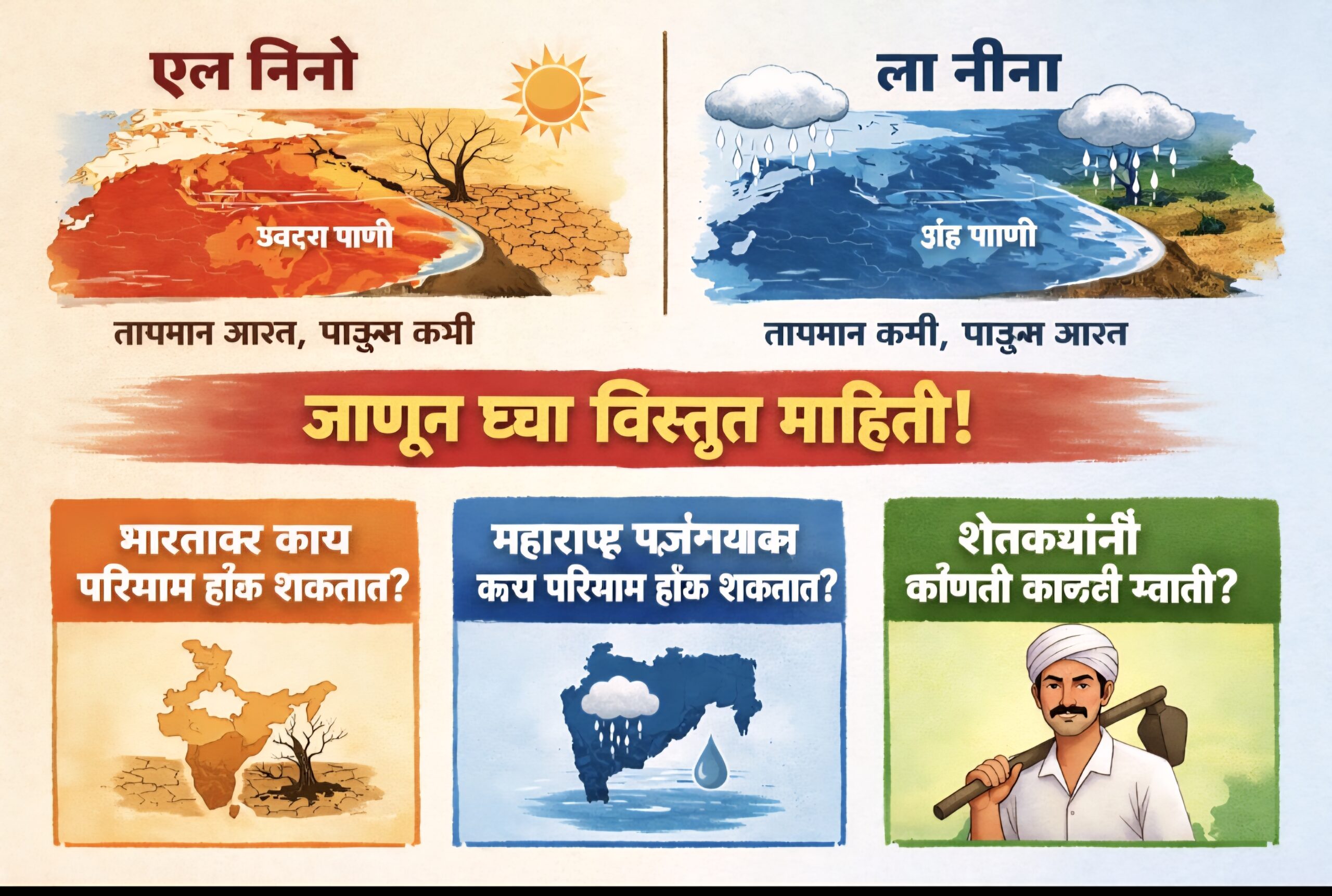 एल निनो" व "ला नीना" म्हणजे काय? महाराष्ट्र व भारताच्या पर्जन्यावर काय परिणाम होऊ शकतो?