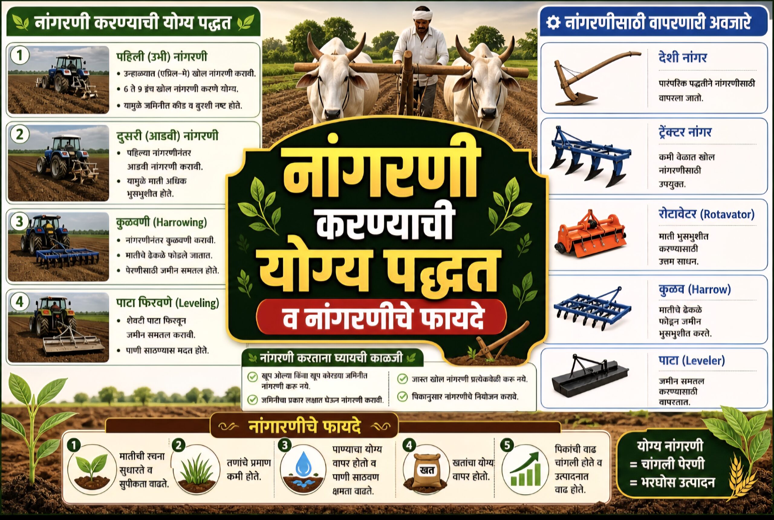 नांगरणी करण्याची योग्य पद्धत व फायदे?
