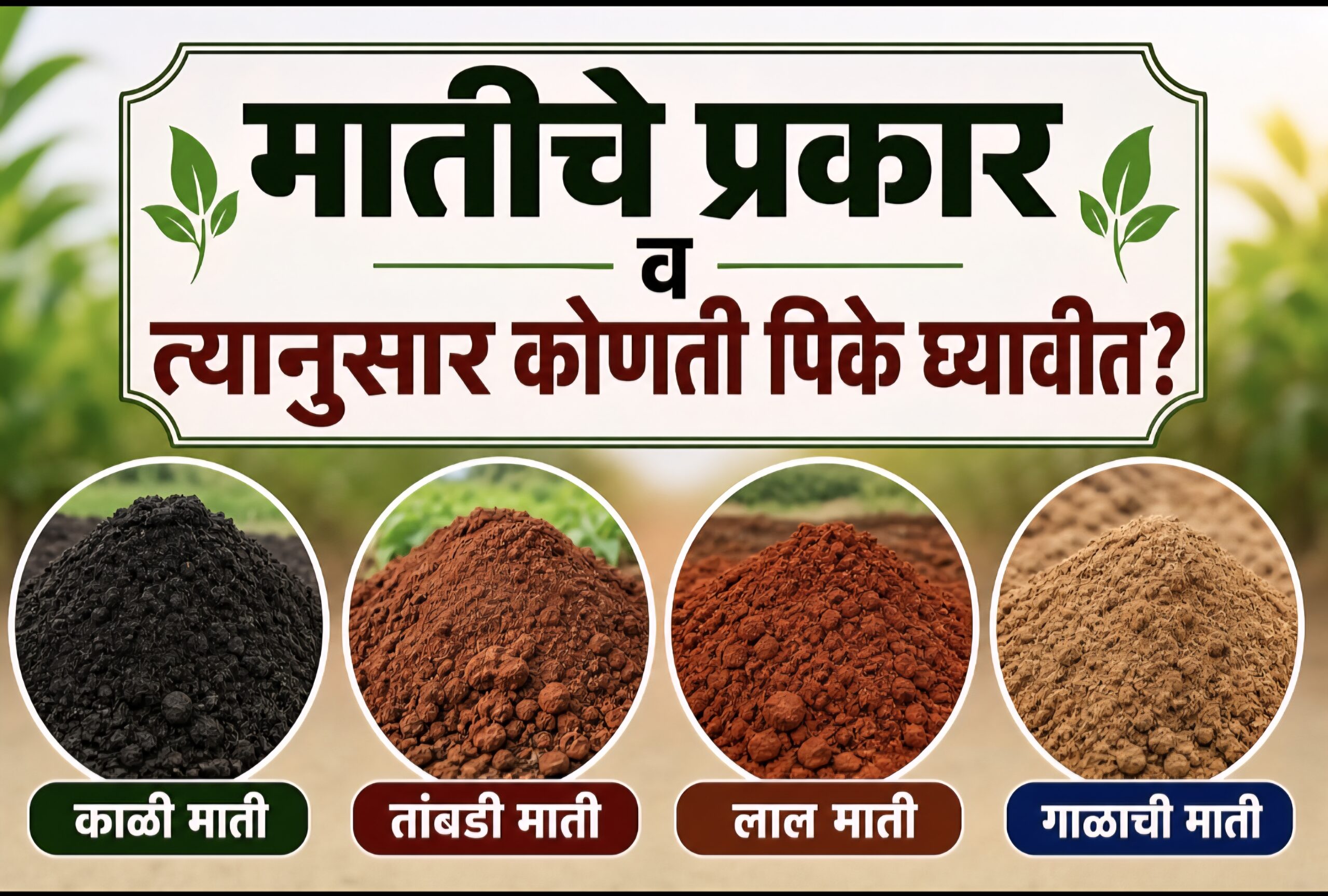 मातीचे प्रकार व त्यानुसार कोणती पिके घ्यावीत?